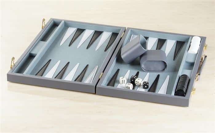 15" Grey Vinyl Backgammon Set image 0